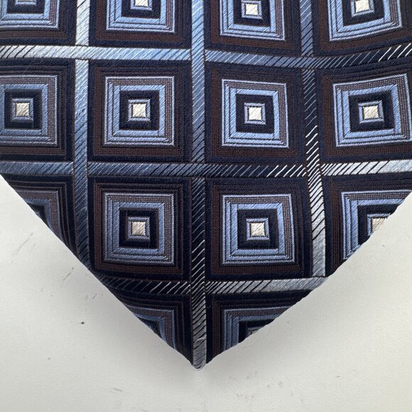 Roberto Villini Couture 7 Fold Purple Blue 100% Silk Tie Hand Made Modern Career - Picture 4 of 8